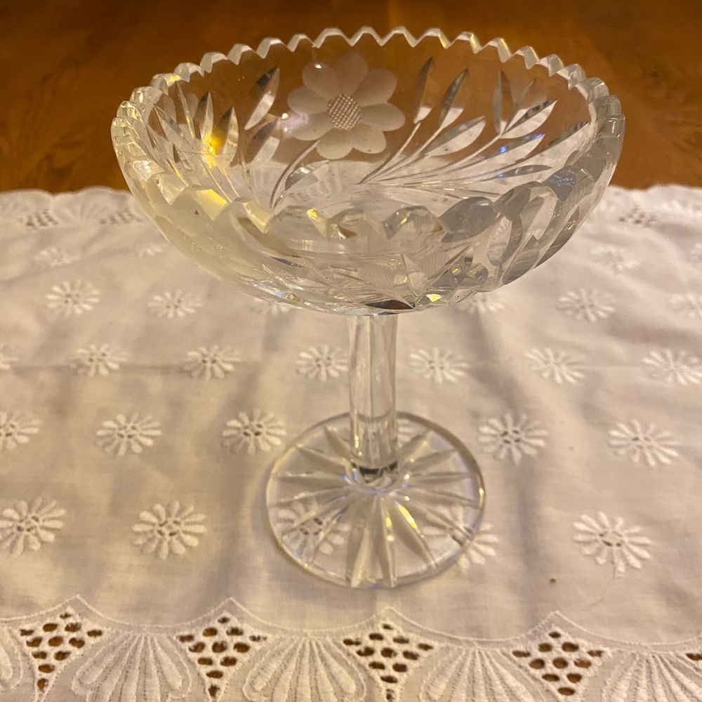 Vintage American Crystal Scalloped Rim Compote Dish